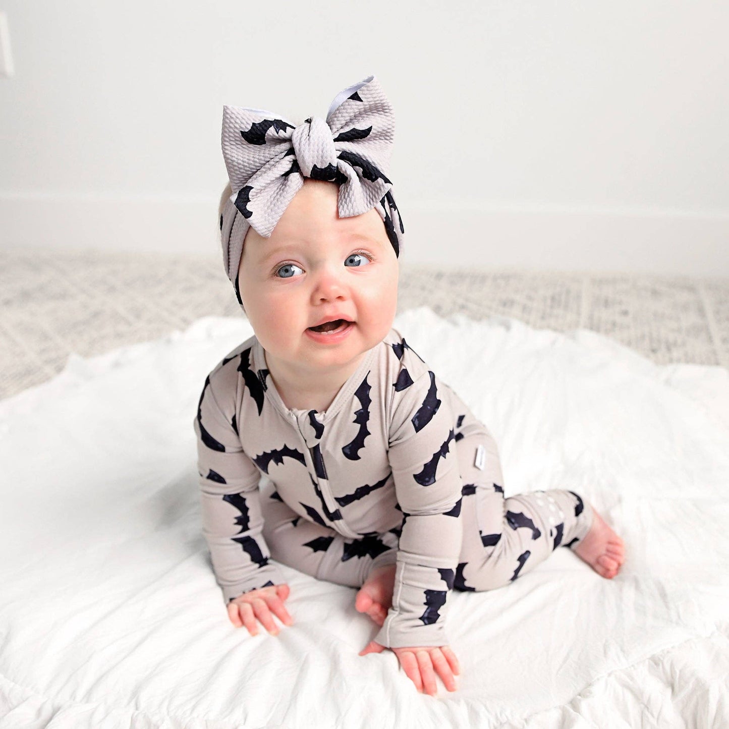 Vlad Gray Bats ZIP Bamboo Halloween Sleepies Little