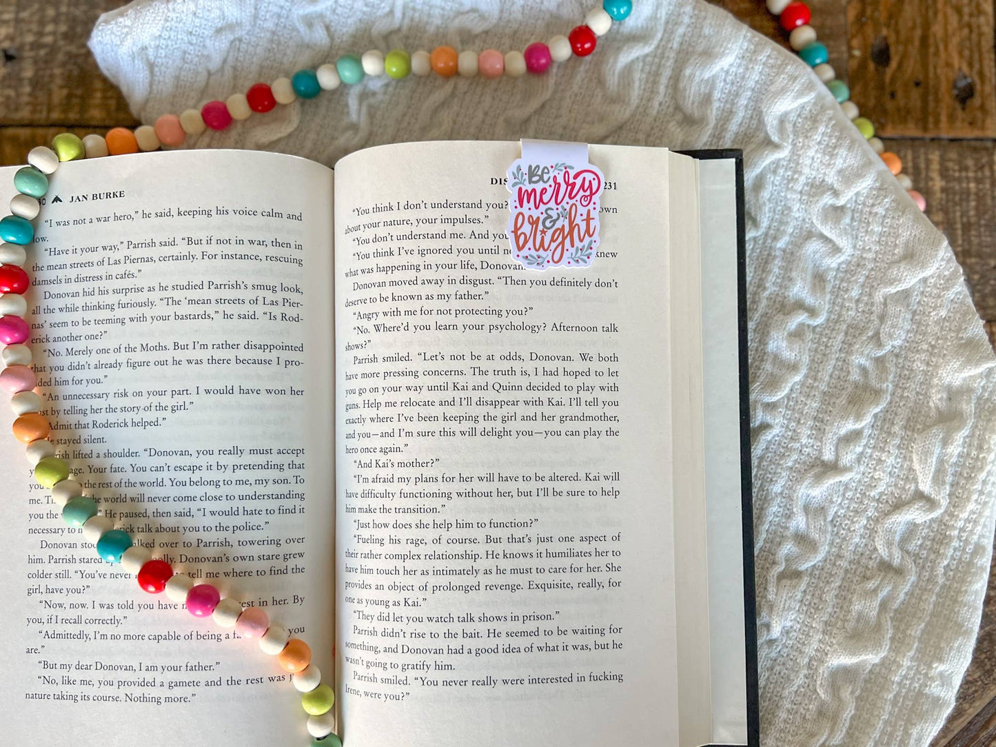 Boho Pink Merry and Bright Christmas Magnetic Bookmark