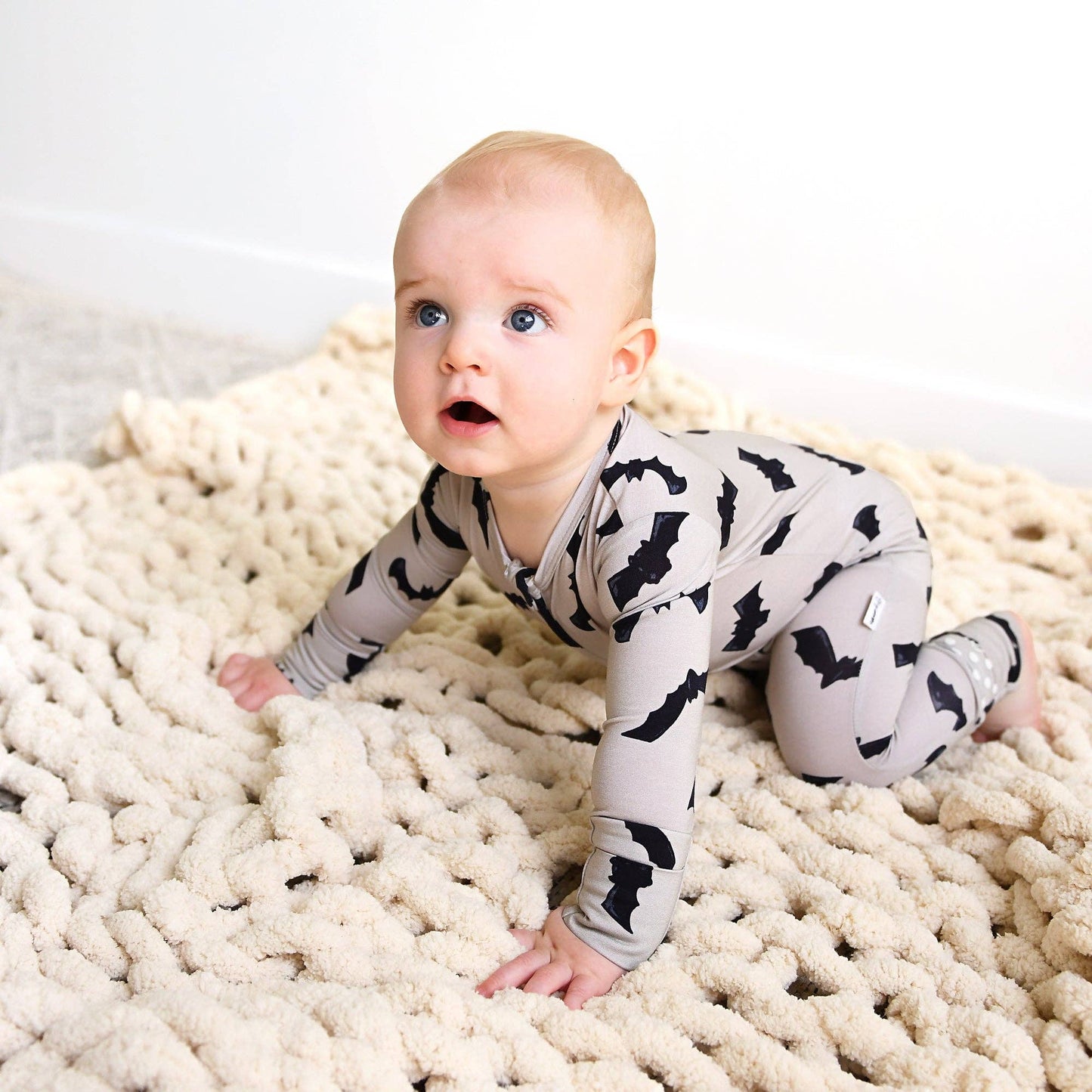 Vlad Gray Bats ZIP Bamboo Halloween Sleepies Little