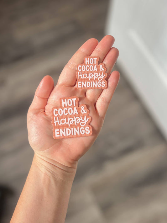 Hot Cocoa and Happy Endings Vinyl Sticker, Bookish Christmas: Plaid / Large 2" x 2"