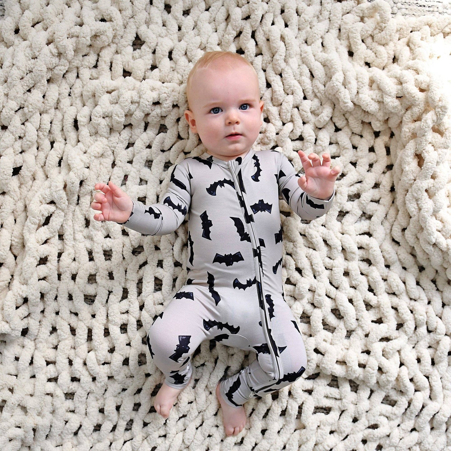 Vlad Gray Bats ZIP Bamboo Halloween Sleepies Little