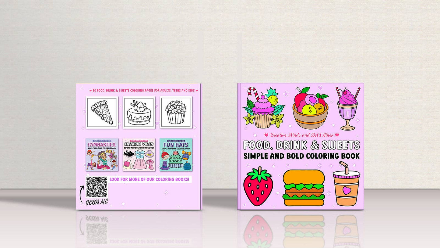 Food, Drink & Sweets Simple and Bold Coloring Book