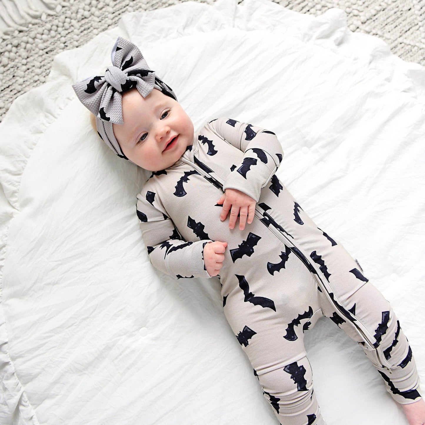 Vlad Gray Bats ZIP Bamboo Halloween Sleepies Little