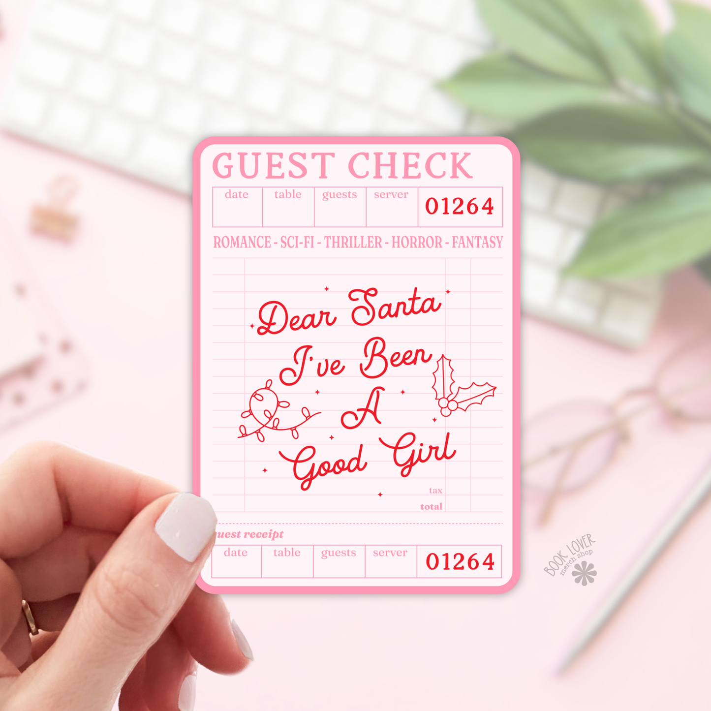 Guest Check Santa Stickers / Christmas Bookish Stickers: 3''