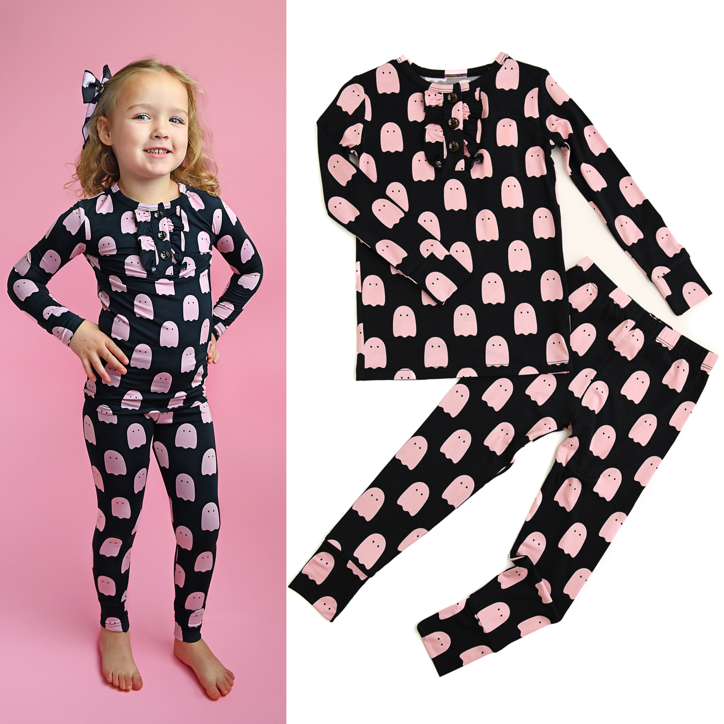 Shade Black Ghost RUFFLE TWO PIECE Bamboo Halloween