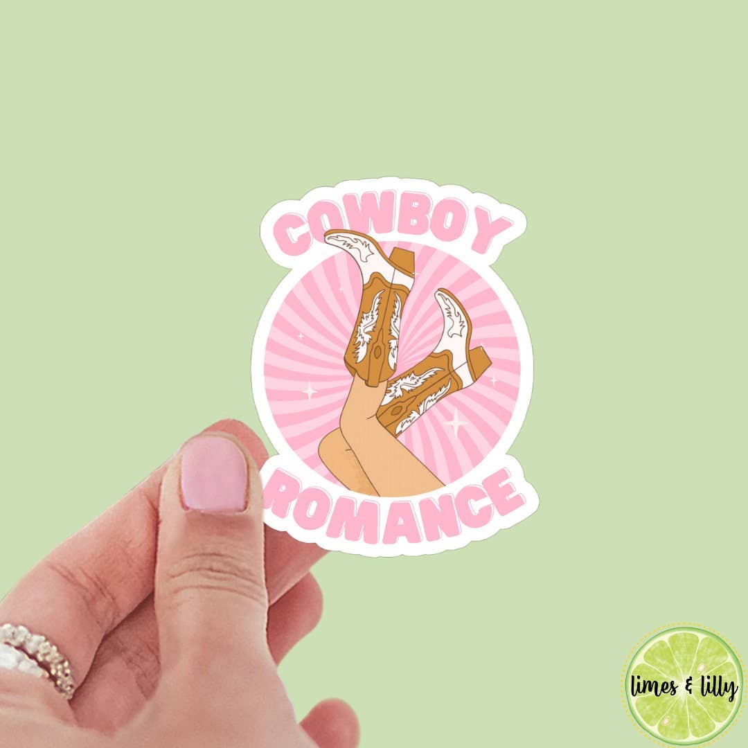 Cowboy Romance Boots Vinyl Sticker: Glossy