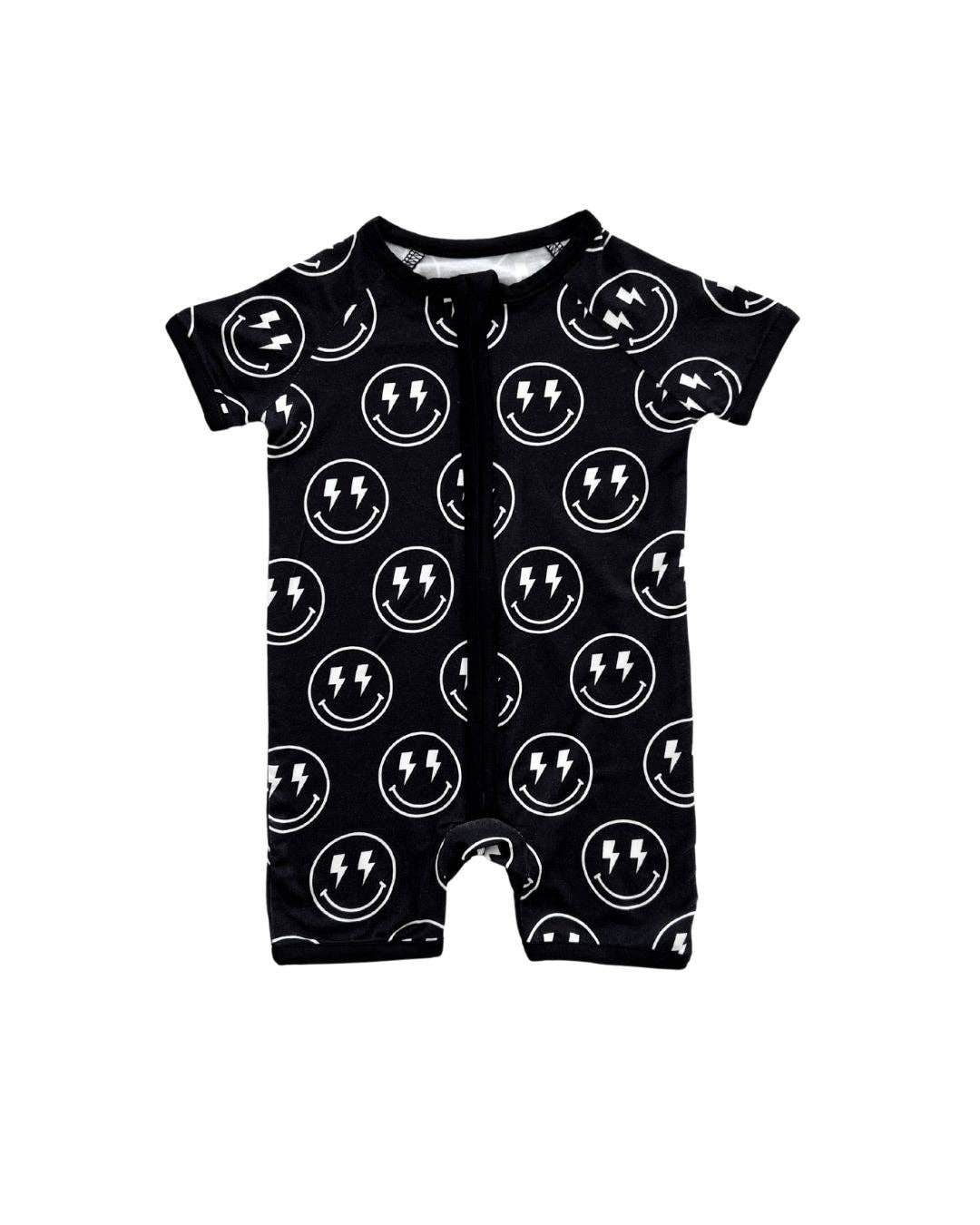 Baby Bamboo Shorty Romper | Electric Smiley