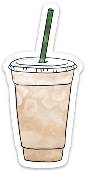 Watercolor Iced Chai Latte Sticker, 4x2 in.