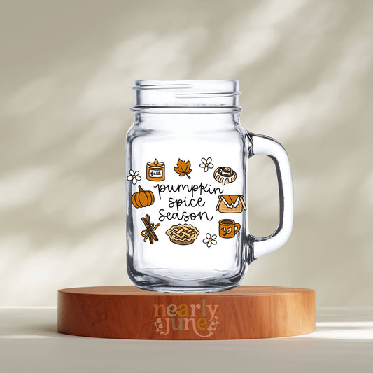 Pumpkin Spice Season Mason Jar Tumbler: GLASS ONLY
