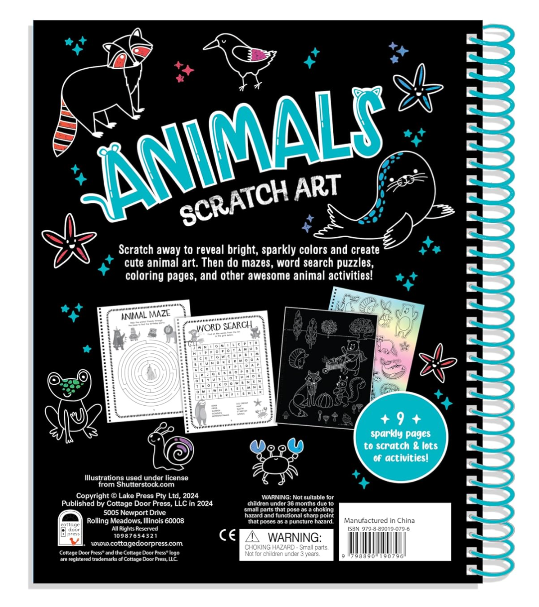 Animal Scratch Art, Fun Activities & Stickers Activity Pad