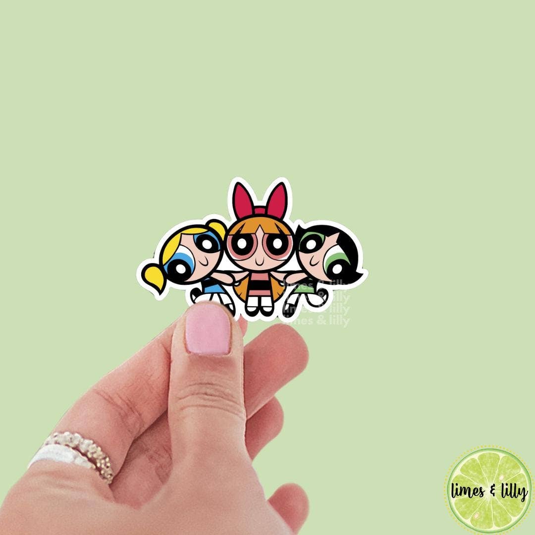 Power Puff Group Cartoon Vinyl Sticker | Funny Y2K 90s: Glossy