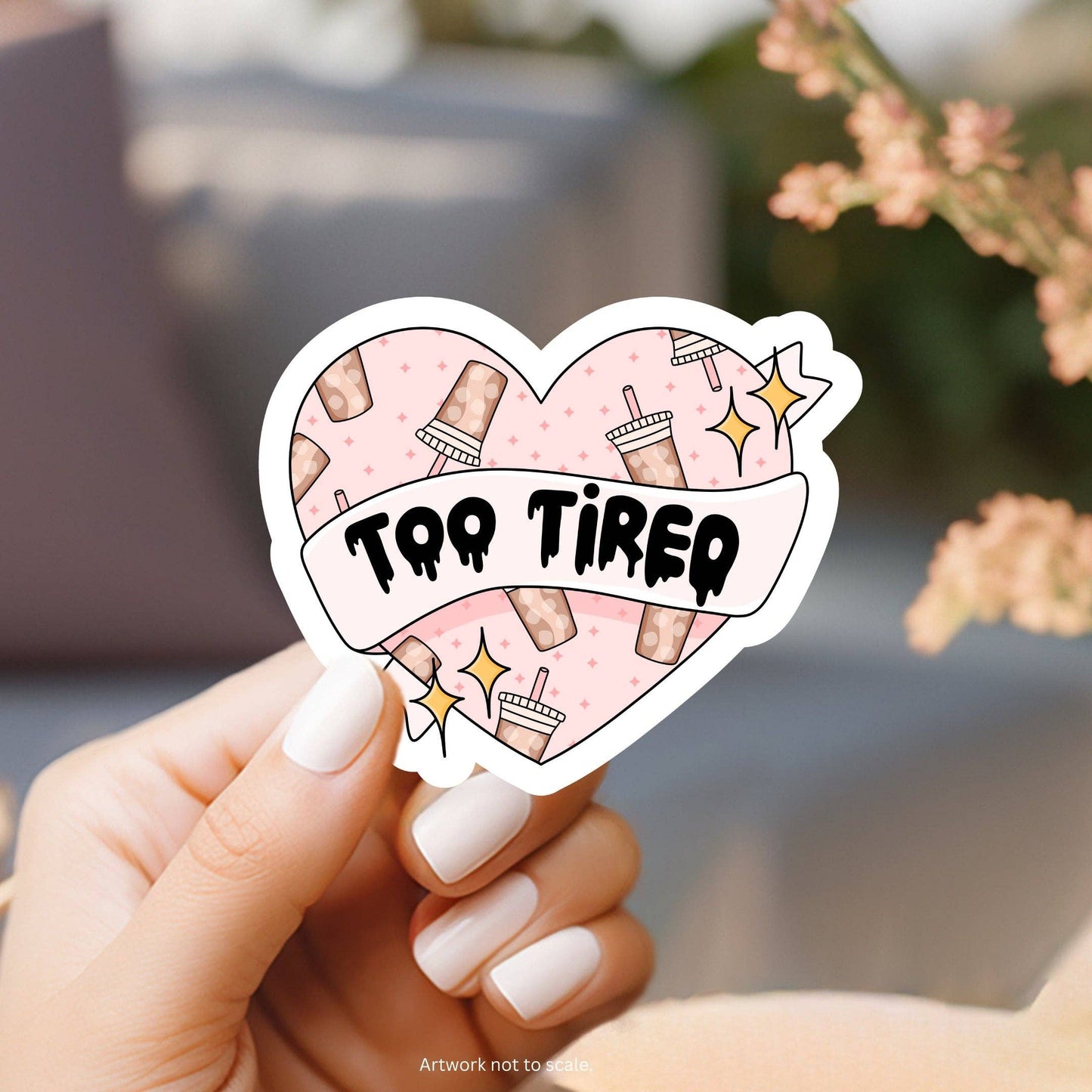 Too Tired but Love Coffee Sticker