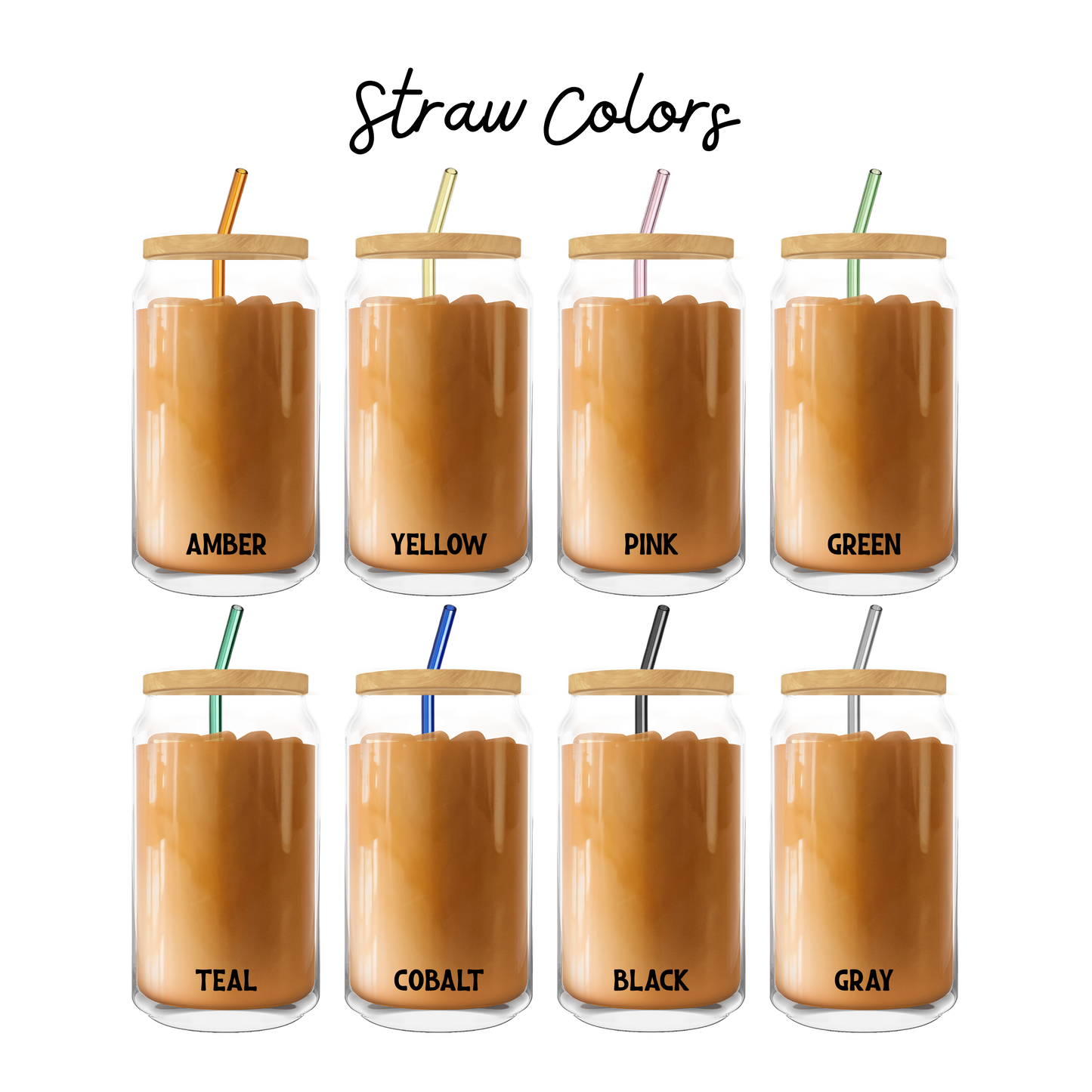 Eras Inspired Stamps Can Coffee Glass: GLASS + STRAW + LID