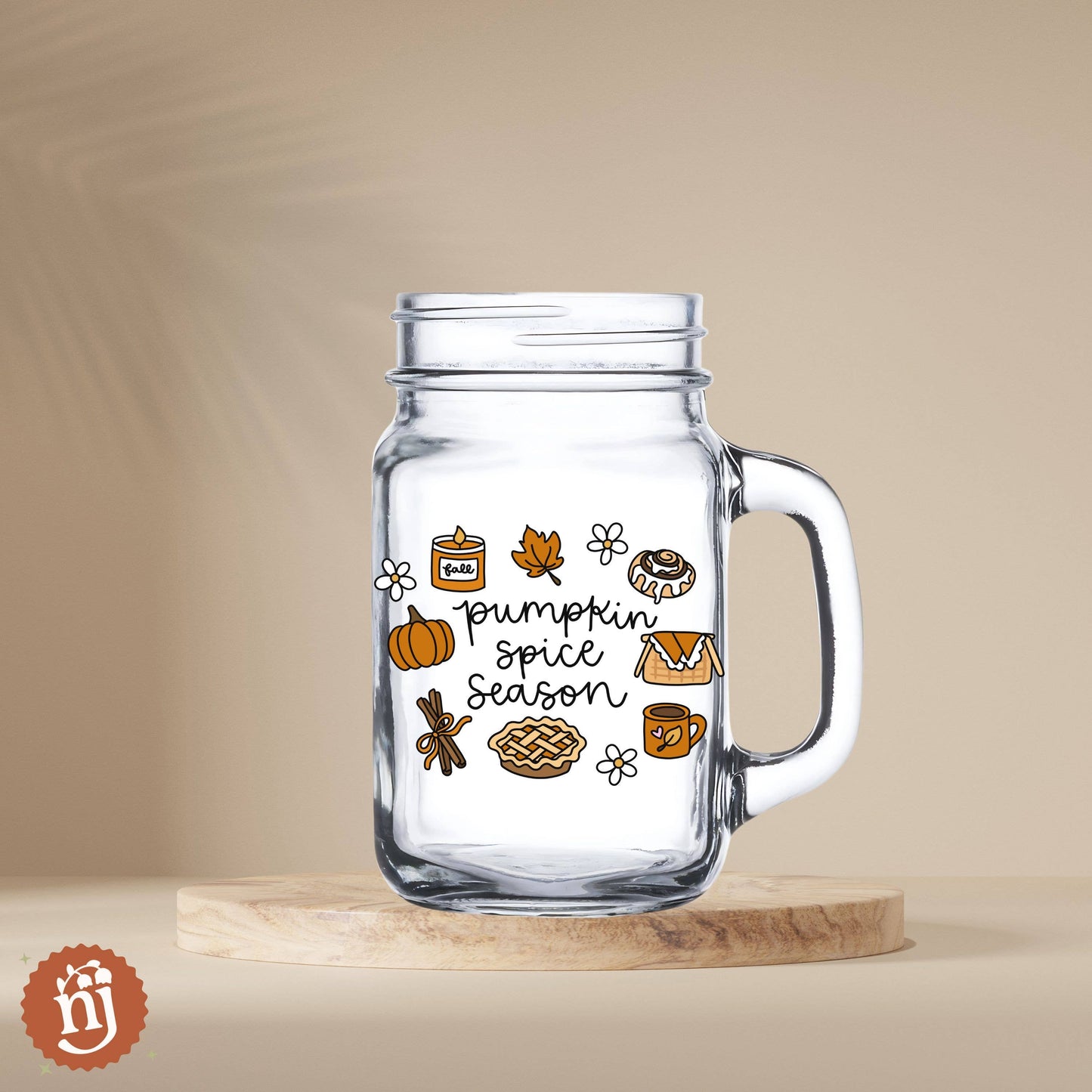 Pumpkin Spice Season Mason Jar Tumbler: GLASS ONLY