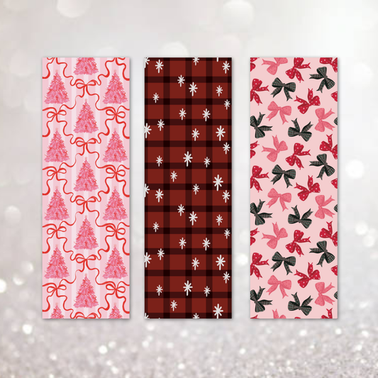 Pink Christmas Tree Bookmarks | Red Plaid, Bows: Pink Christmas Trees / Soft Touch Matte