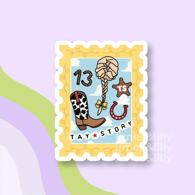 Western Lucky Story Charm Stamp Sticker | Country Girl Vinyl Sticker: Glossy