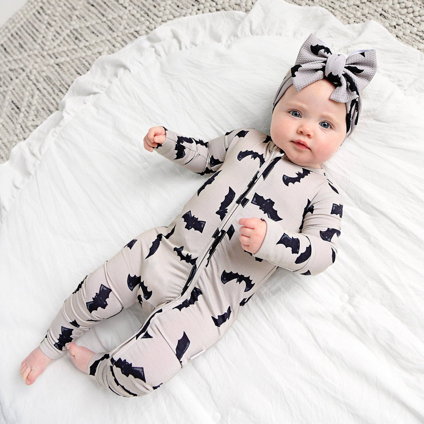 Vlad Gray Bats ZIP Bamboo Halloween Sleepies Little