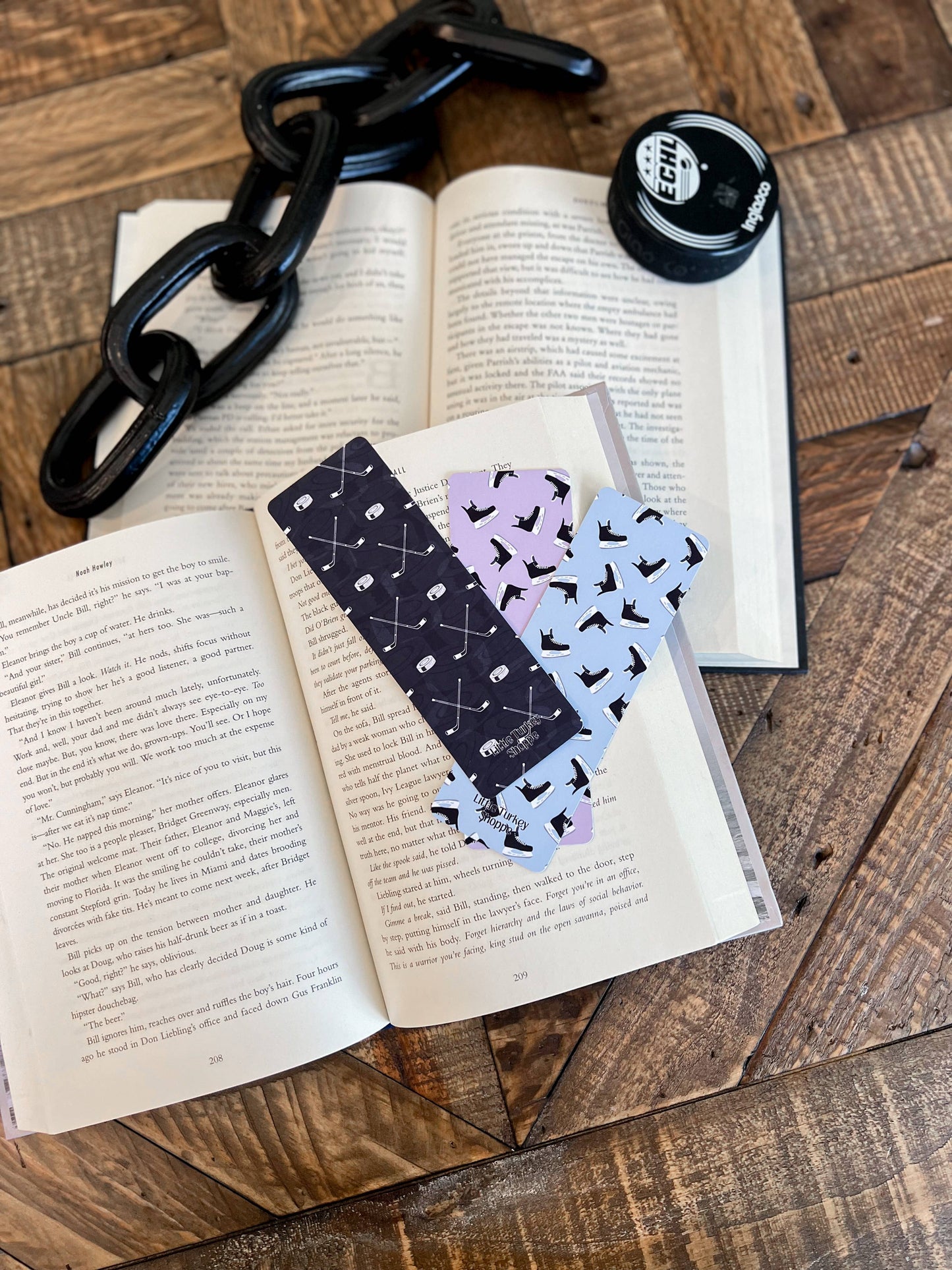 Hockey Bookmark Set, Hockey Romance, Hockey Book Club: Black / Soft Touch Matte