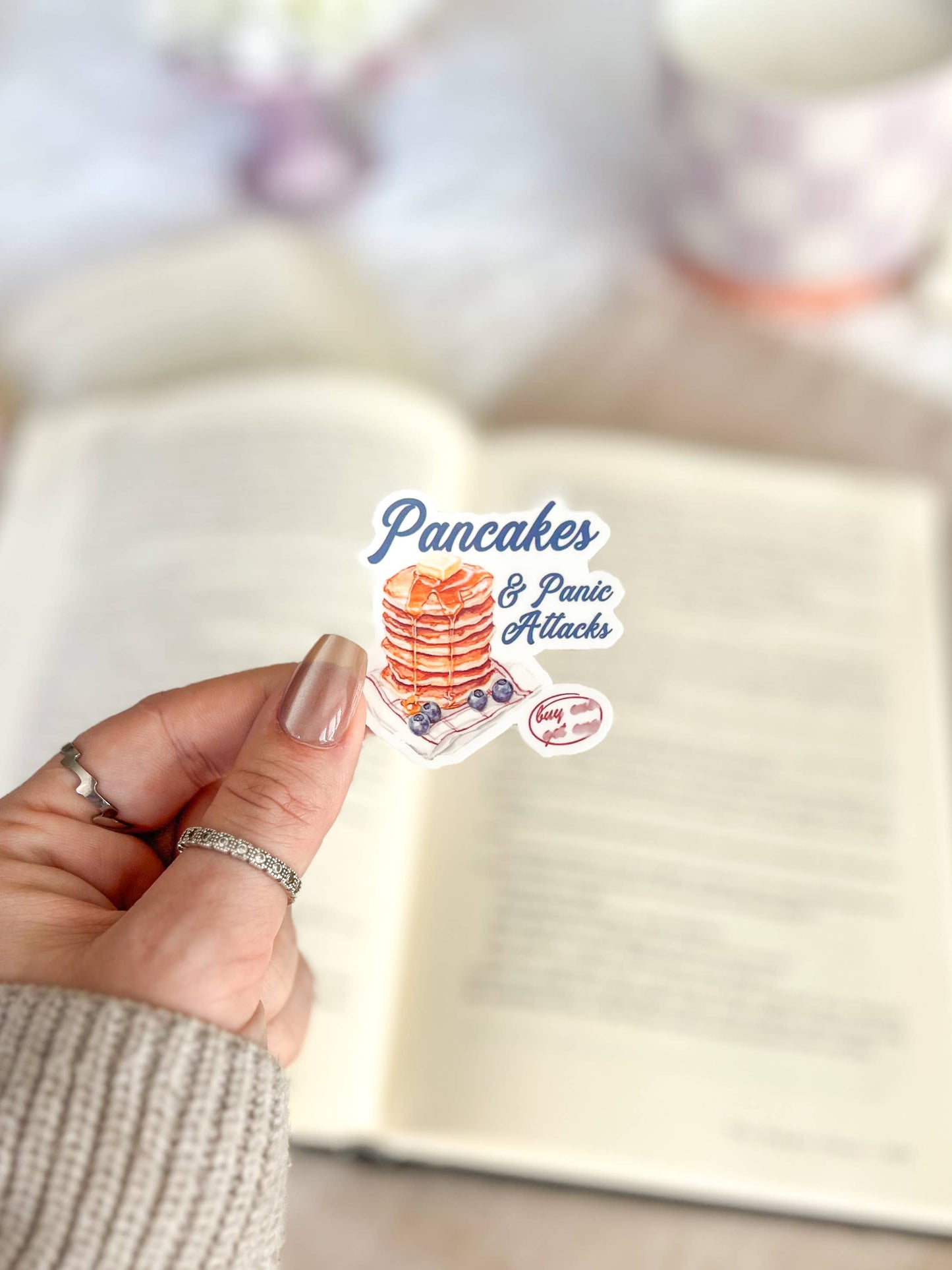 Pancakes and Panic Attacks Vinyl Sticker, Spring Collection: Small