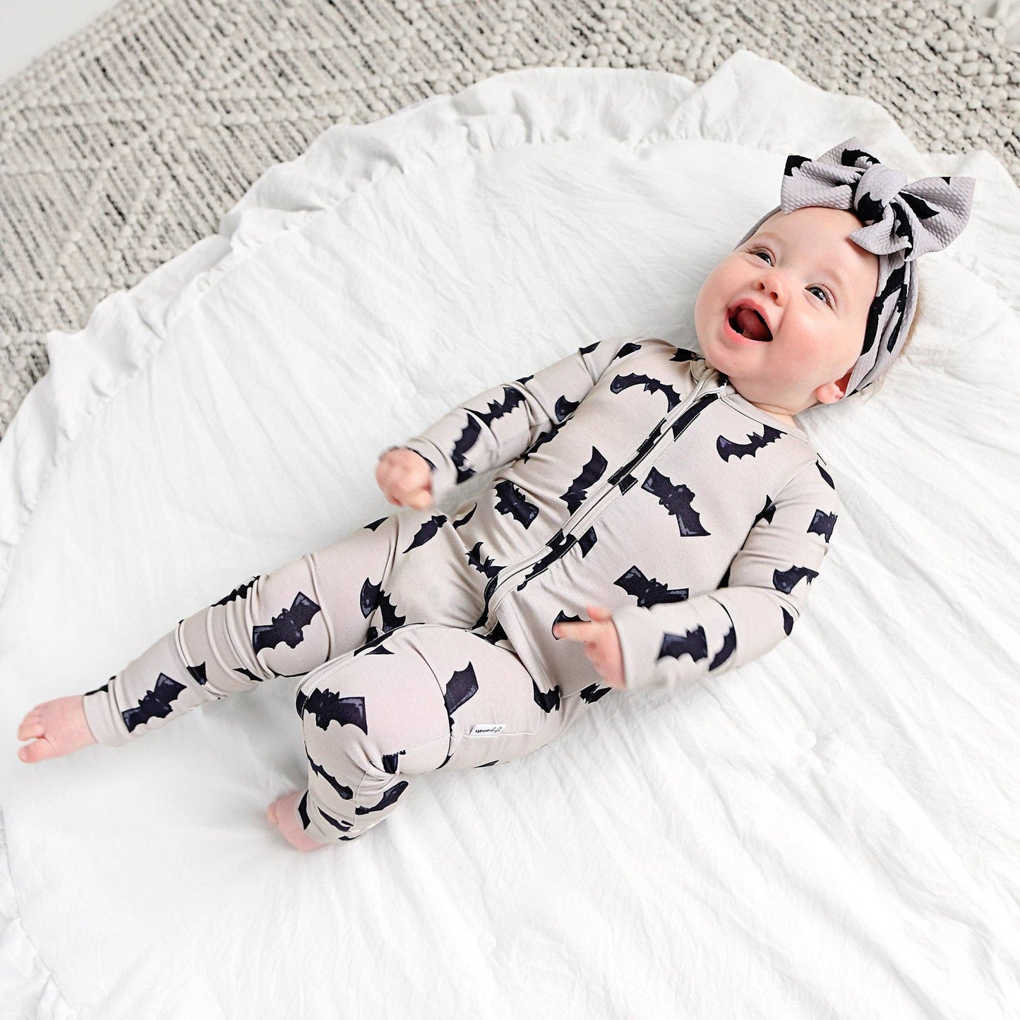 Vlad Gray Bats ZIP Bamboo Halloween Sleepies Little