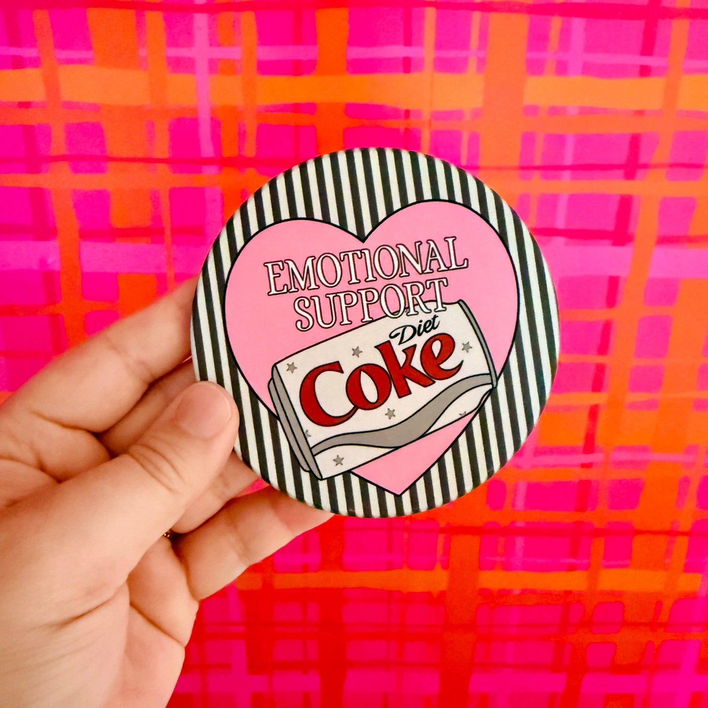 Ceramic Drink Coaster, Emotional Support Diet Coke: Stripes
