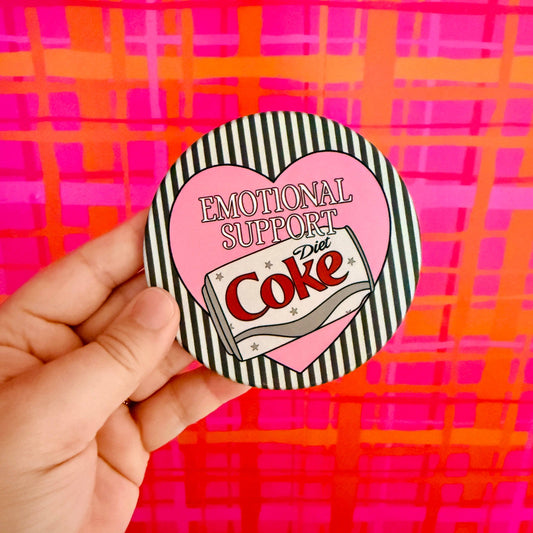 Ceramic Drink Coaster, Emotional Support Diet Coke: Stripes