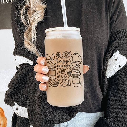 Cozy Season 16oz Frosted Glass Cup
