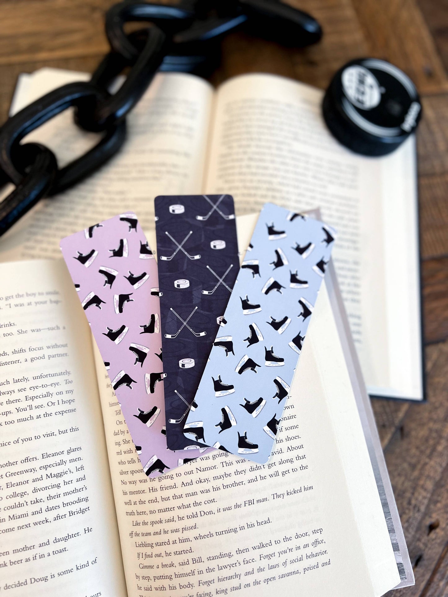 Hockey Bookmark Set, Hockey Romance, Hockey Book Club: Black / Soft Touch Matte