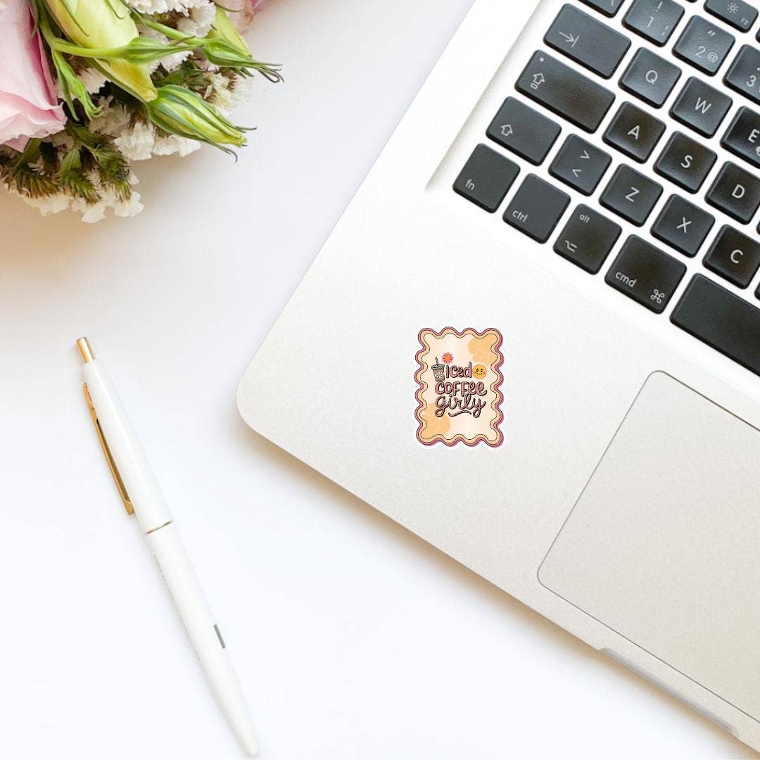 Iced Coffee Girly Vinyl Sticker | Vinyl Decal | Kindle: Glossy