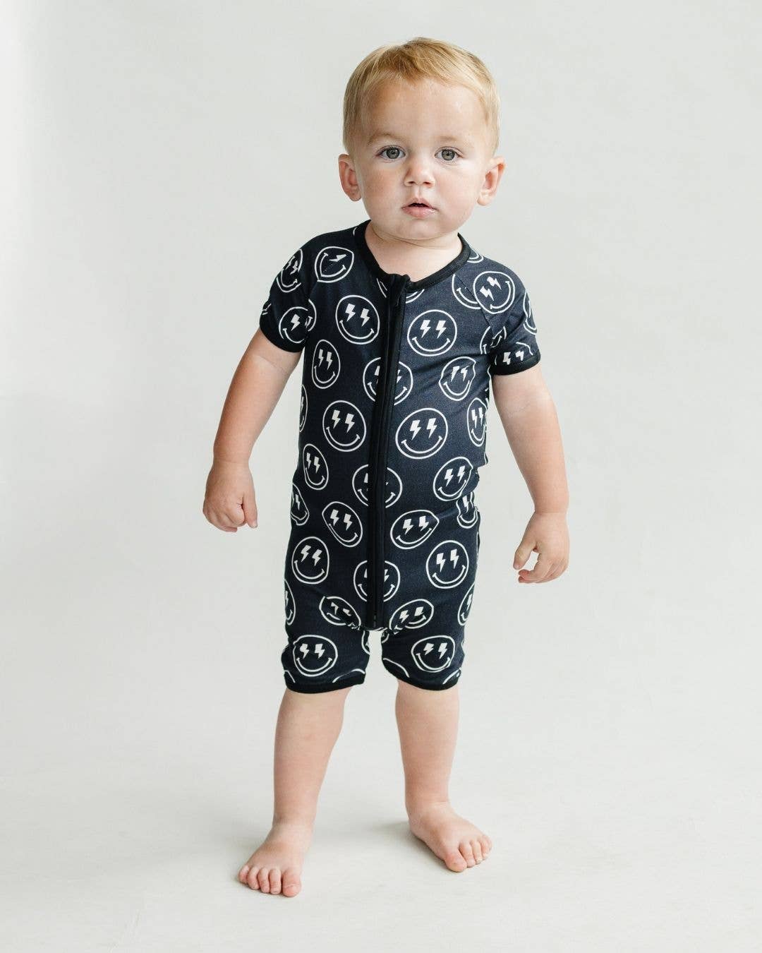 Baby Bamboo Shorty Romper | Electric Smiley