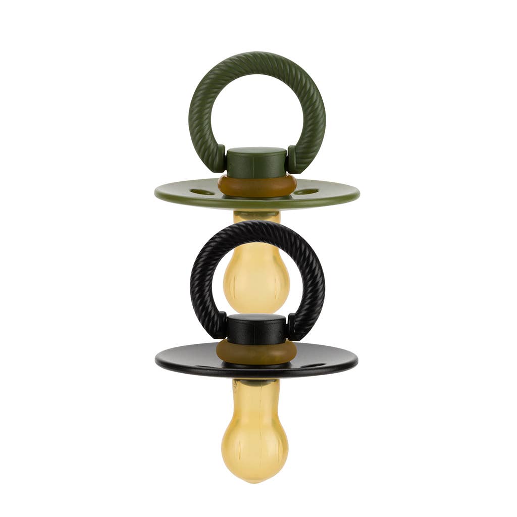 Itzy Soother™ Natural Rubber Paci Sets: Camo + Midnight