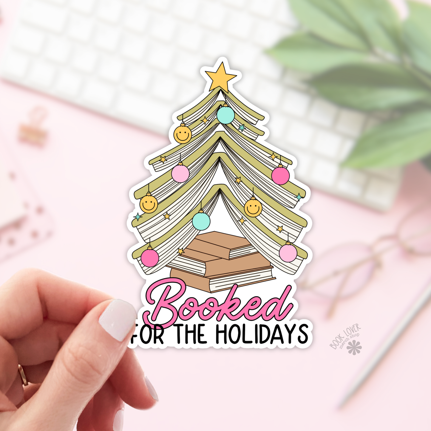 Booked For  Holidays Stickers / Christmas Bookish Stickers: 3''