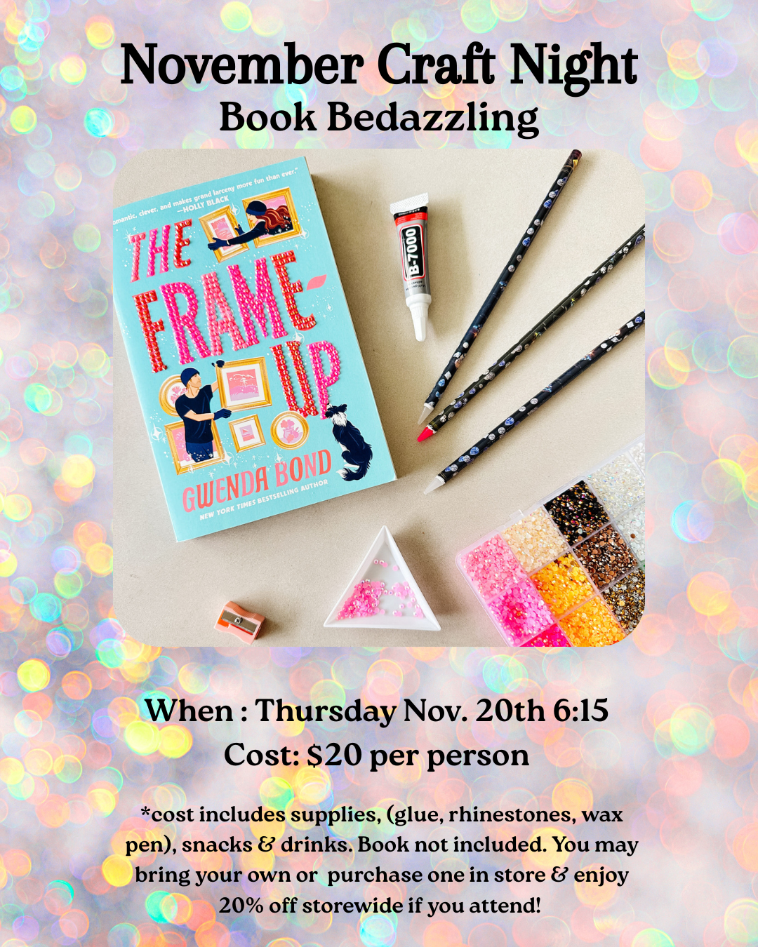 November Craft Night 2: Book Bedazzling