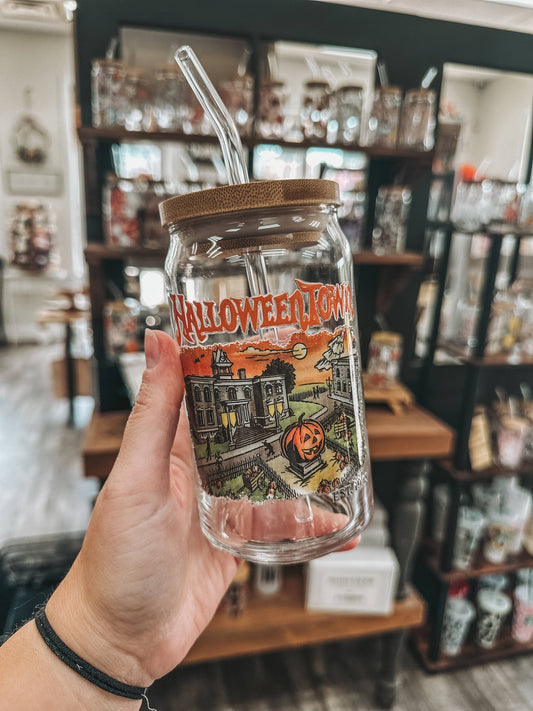 Halloweentown Glass Can Cup  : 16oz