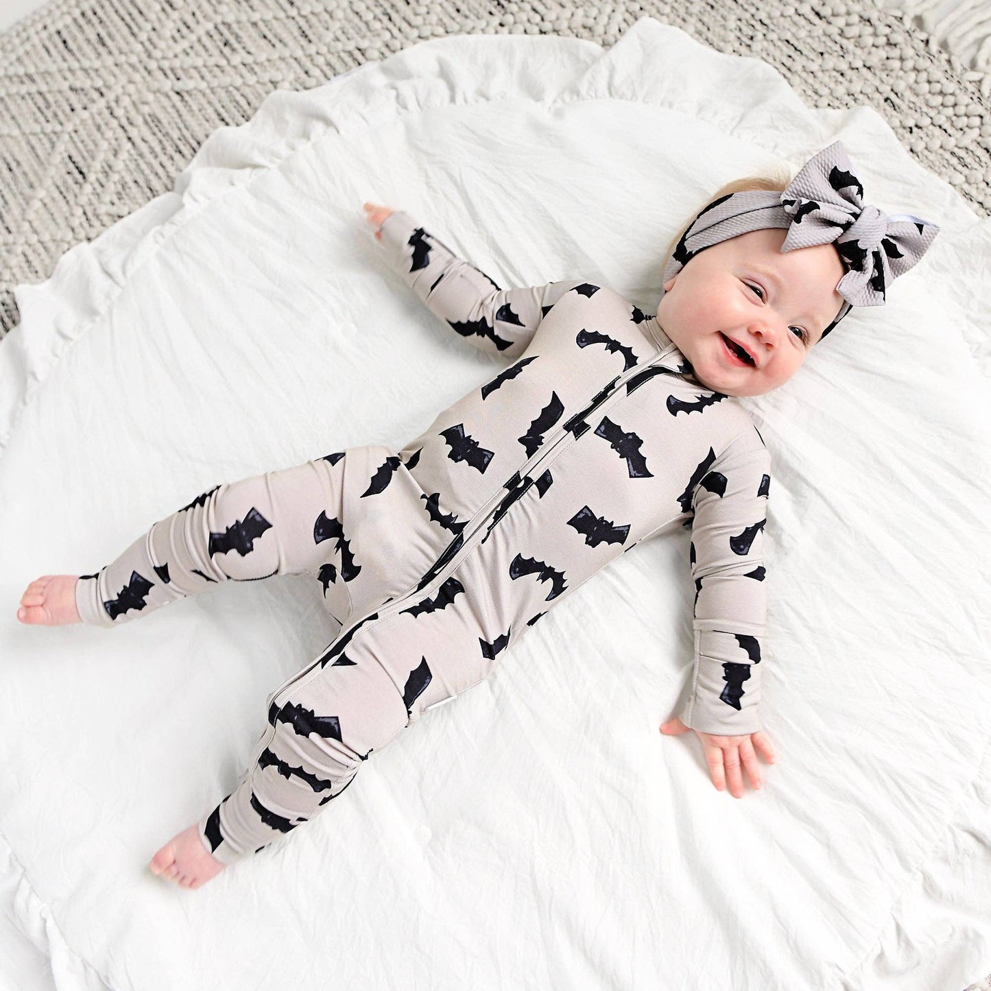Vlad Gray Bats ZIP Bamboo Halloween Sleepies Little