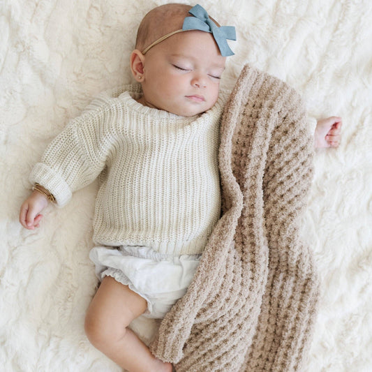 WAFFLE KNIT MINI BLANKETS: Wheat