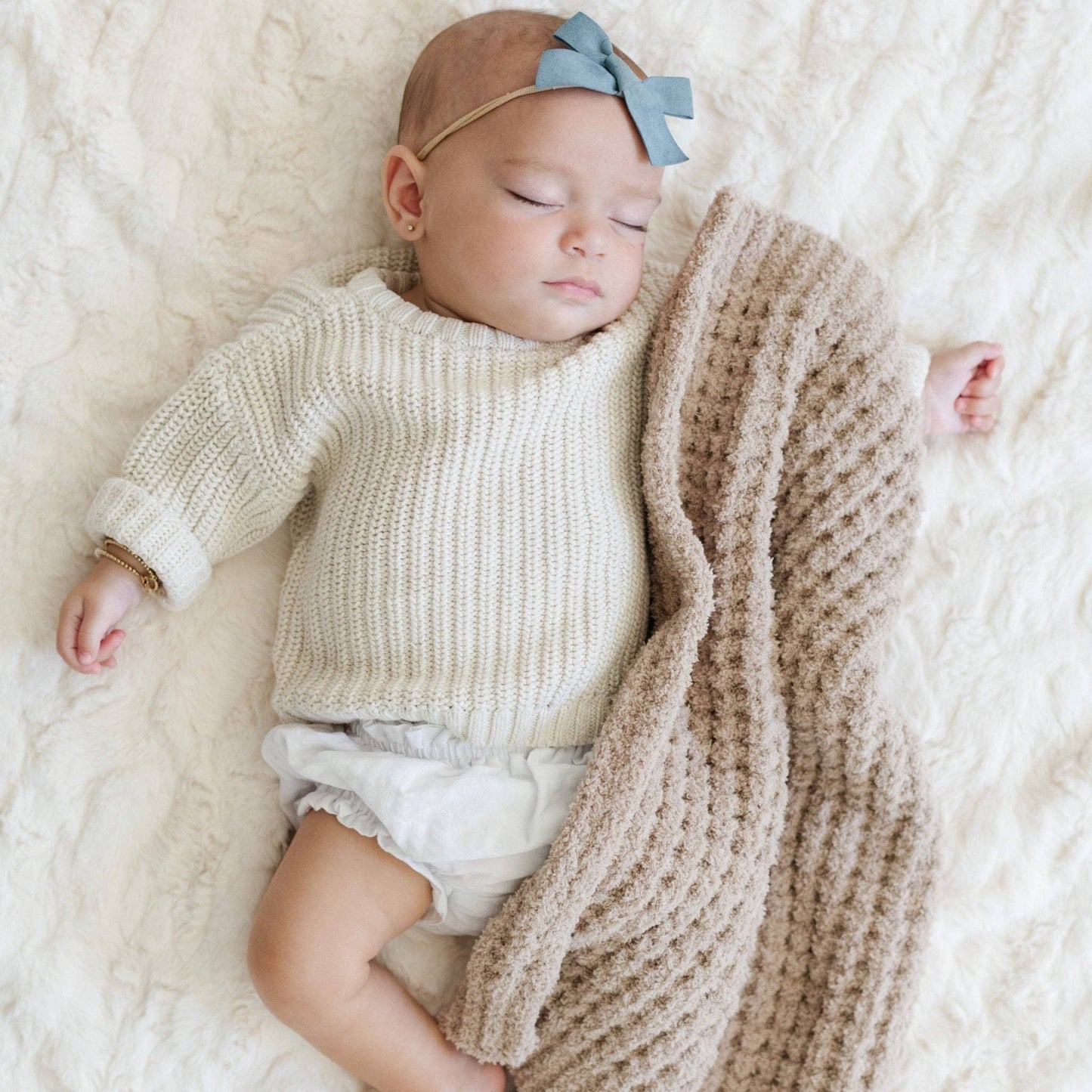 WAFFLE KNIT MINI BLANKETS: Elm