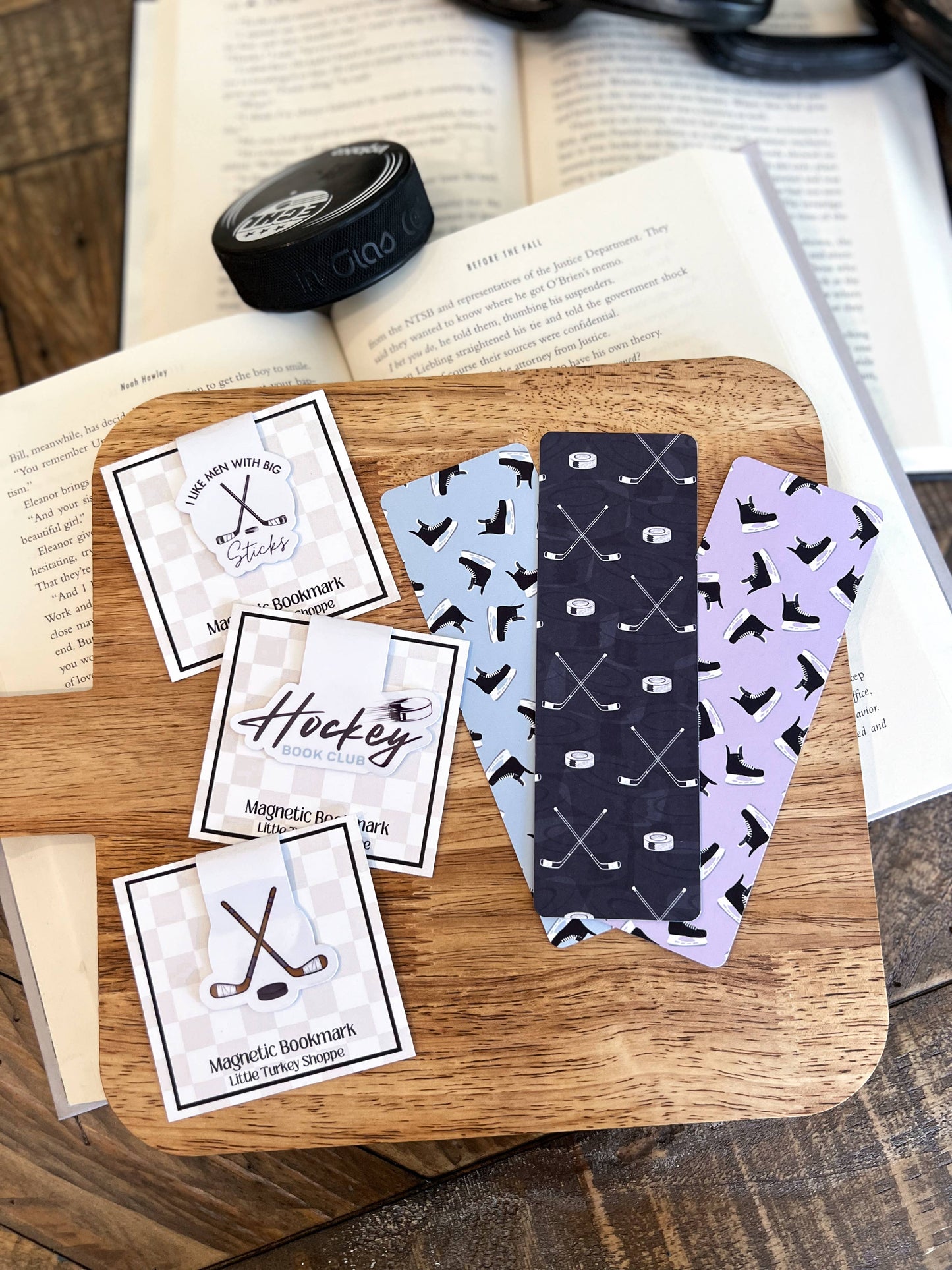 Hockey Bookmark Set, Hockey Romance, Hockey Book Club: Black / Soft Touch Matte