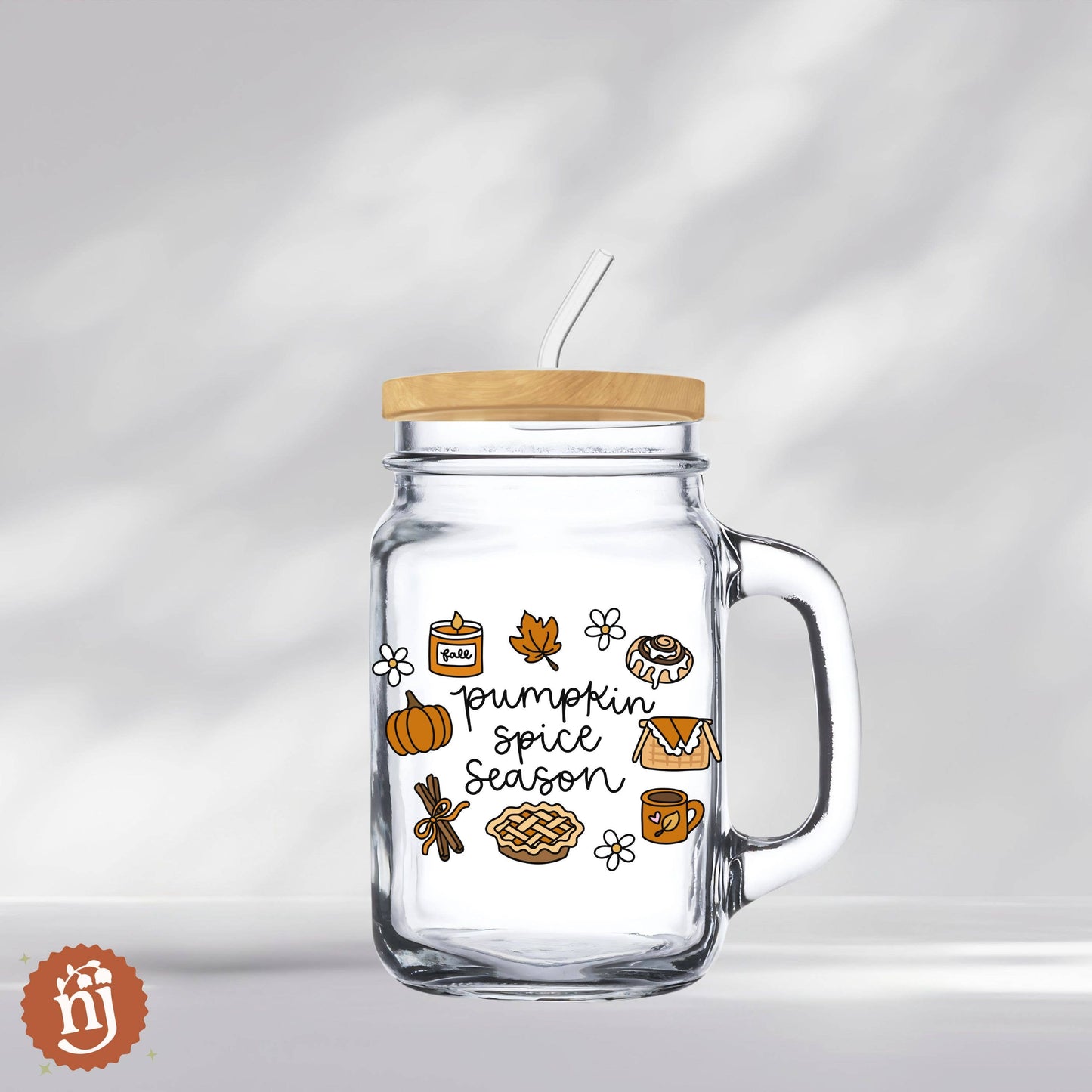 Pumpkin Spice Season Mason Jar Tumbler: GLASS ONLY