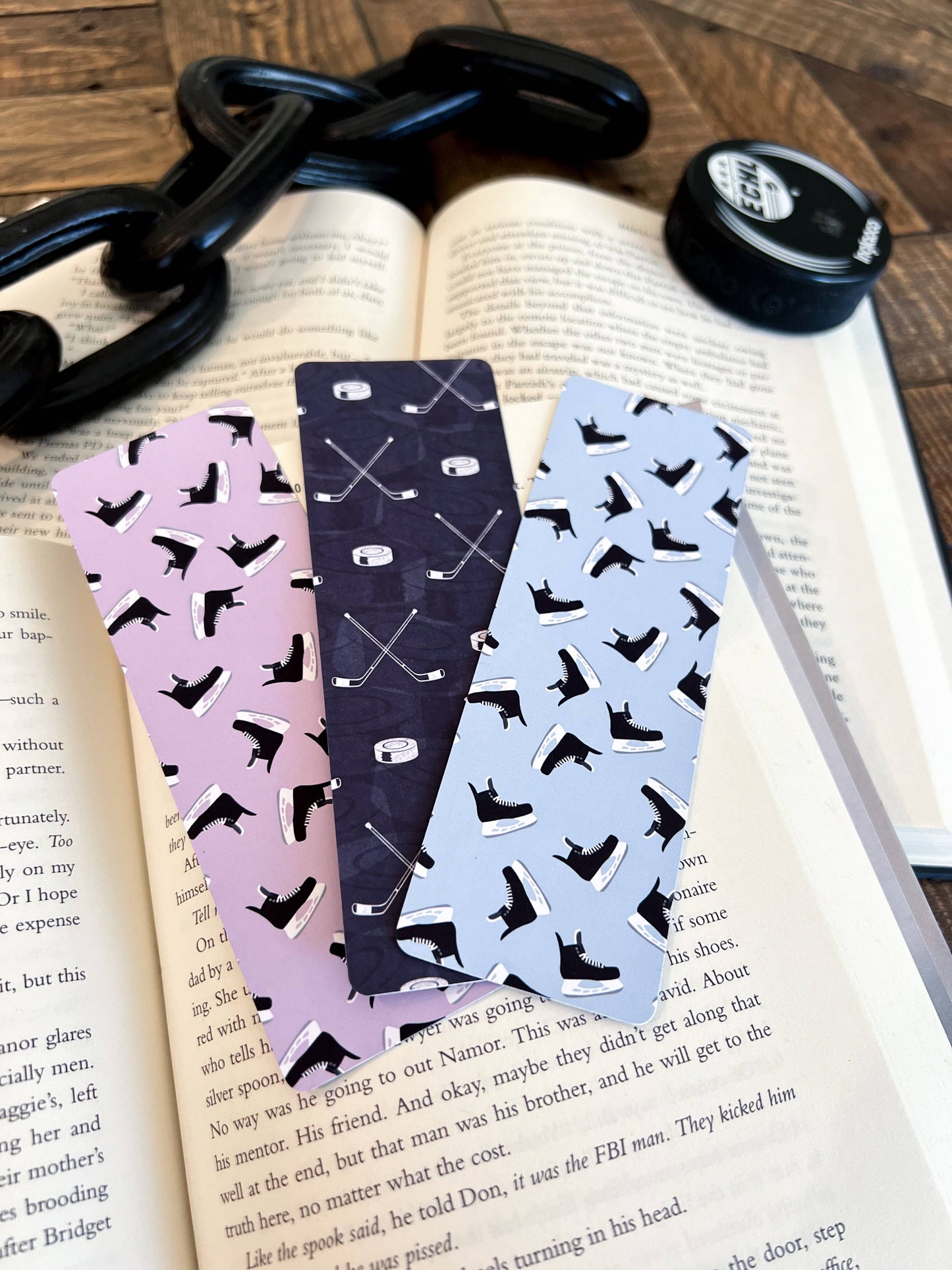 Hockey Bookmark Set, Hockey Romance, Hockey Book Club: Black / Soft Touch Matte
