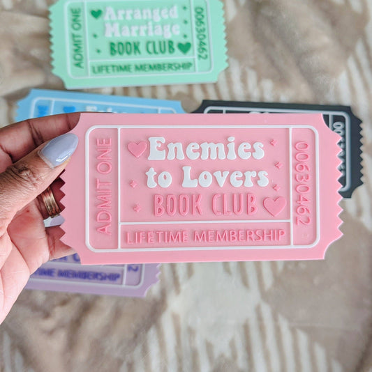 Romance Reader Book Ticket Bookshelf Leaner: Enemies To Lovers