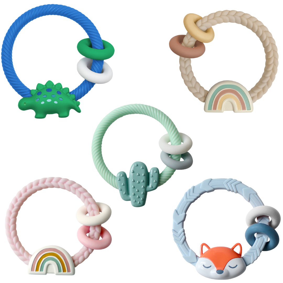 Ritzy Rattle™ Silicone Teether Rattles: Rainbow