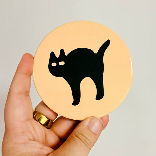 Ceramic Drink Coaster, Halloween Sugar Cookies: Black cat
