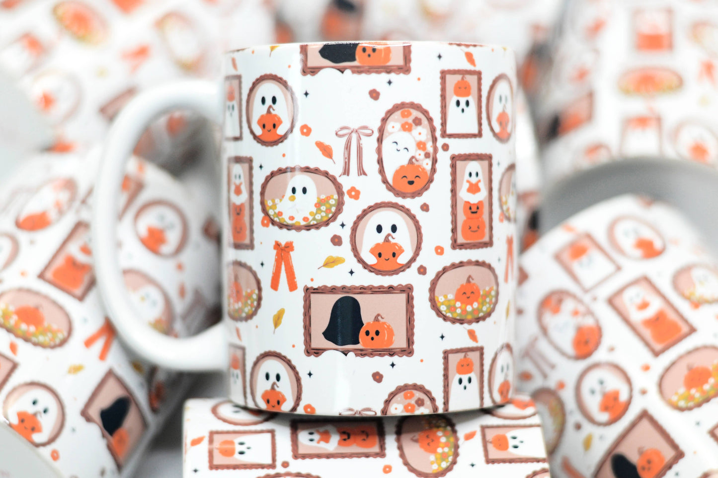 Framed Ghosts Coffee Mug, Fall Coffee Mug, Halloween Mug