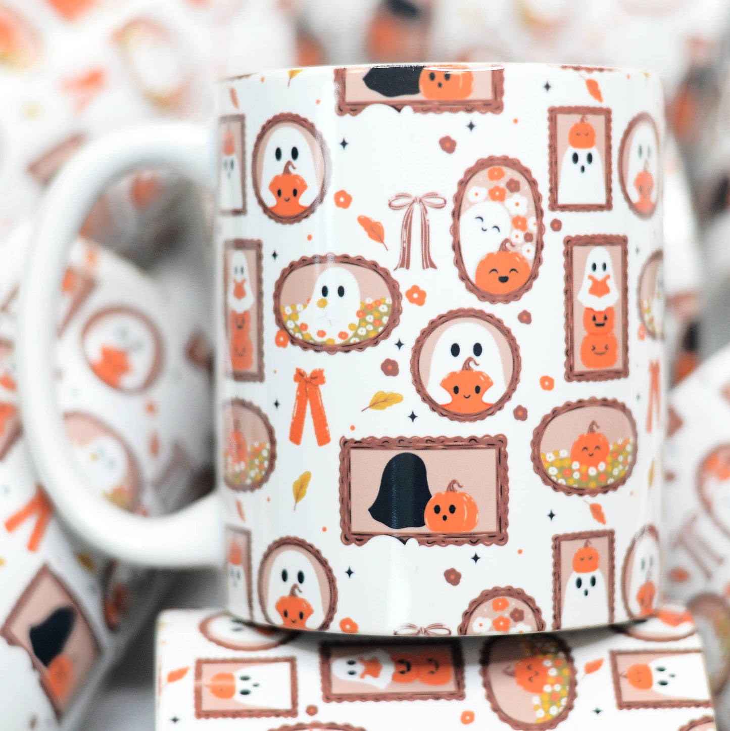 Framed Ghosts Coffee Mug, Fall Coffee Mug, Halloween Mug
