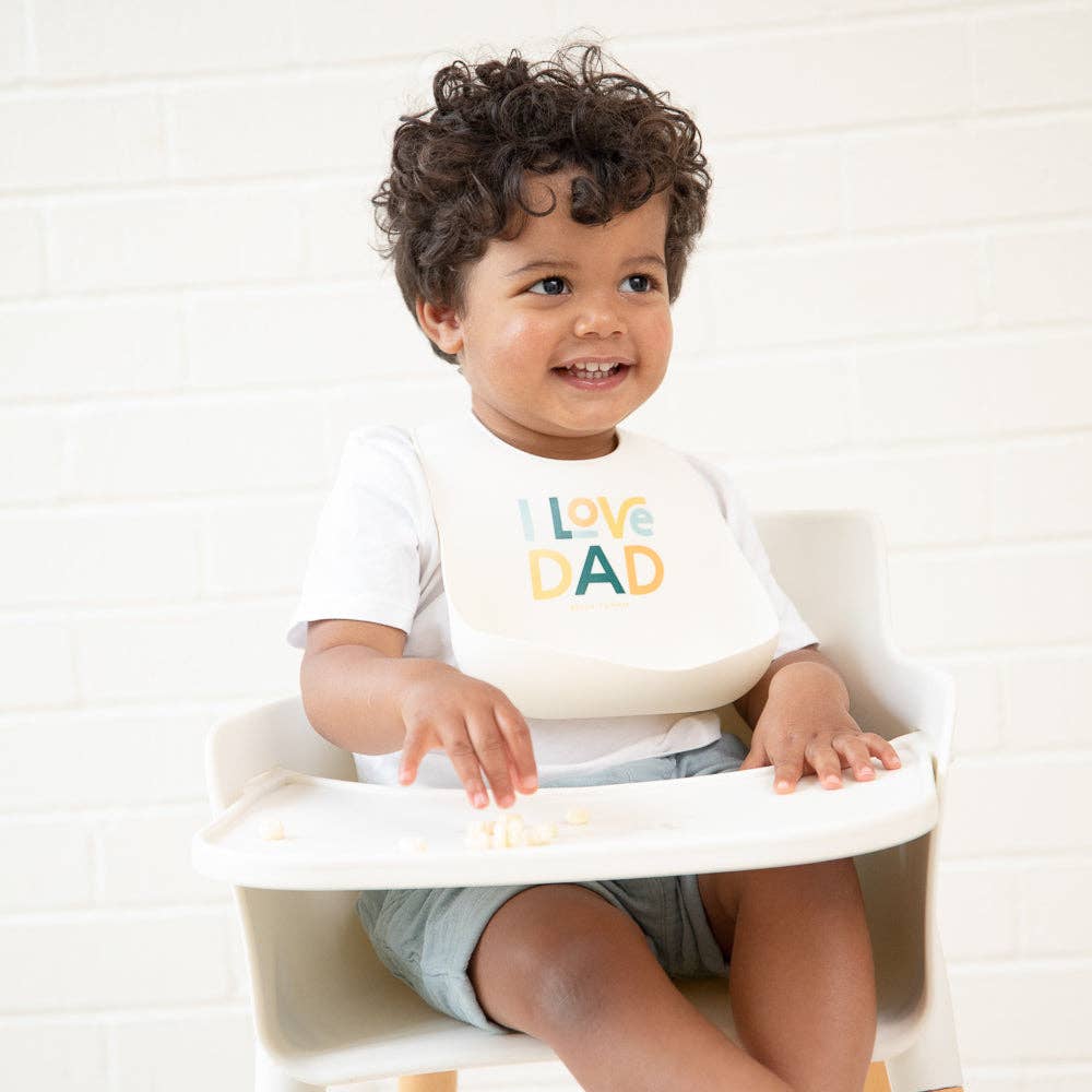 I Love Dad Wonder Bib: Off White