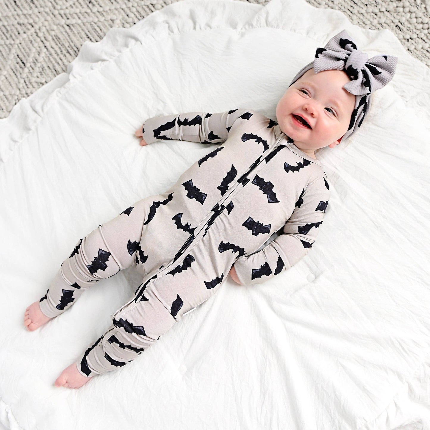 Vlad Gray Bats ZIP Bamboo Halloween Sleepies Little
