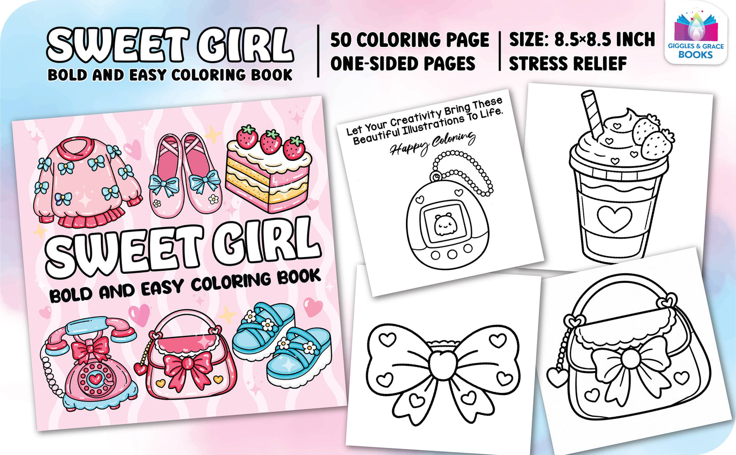 Sweet Girl Bold and Easy Coloring Book