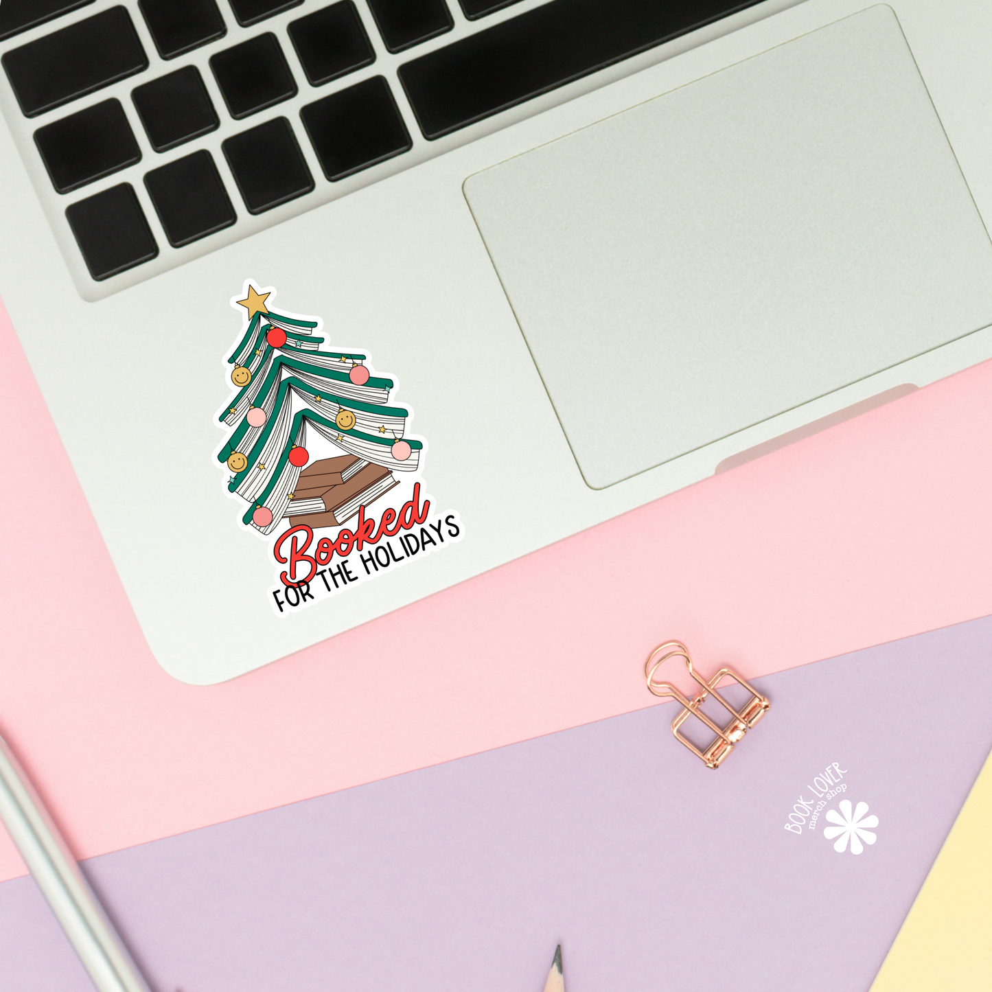 Booked For  Holidays Stickers / Christmas Bookish Stickers: 3''
