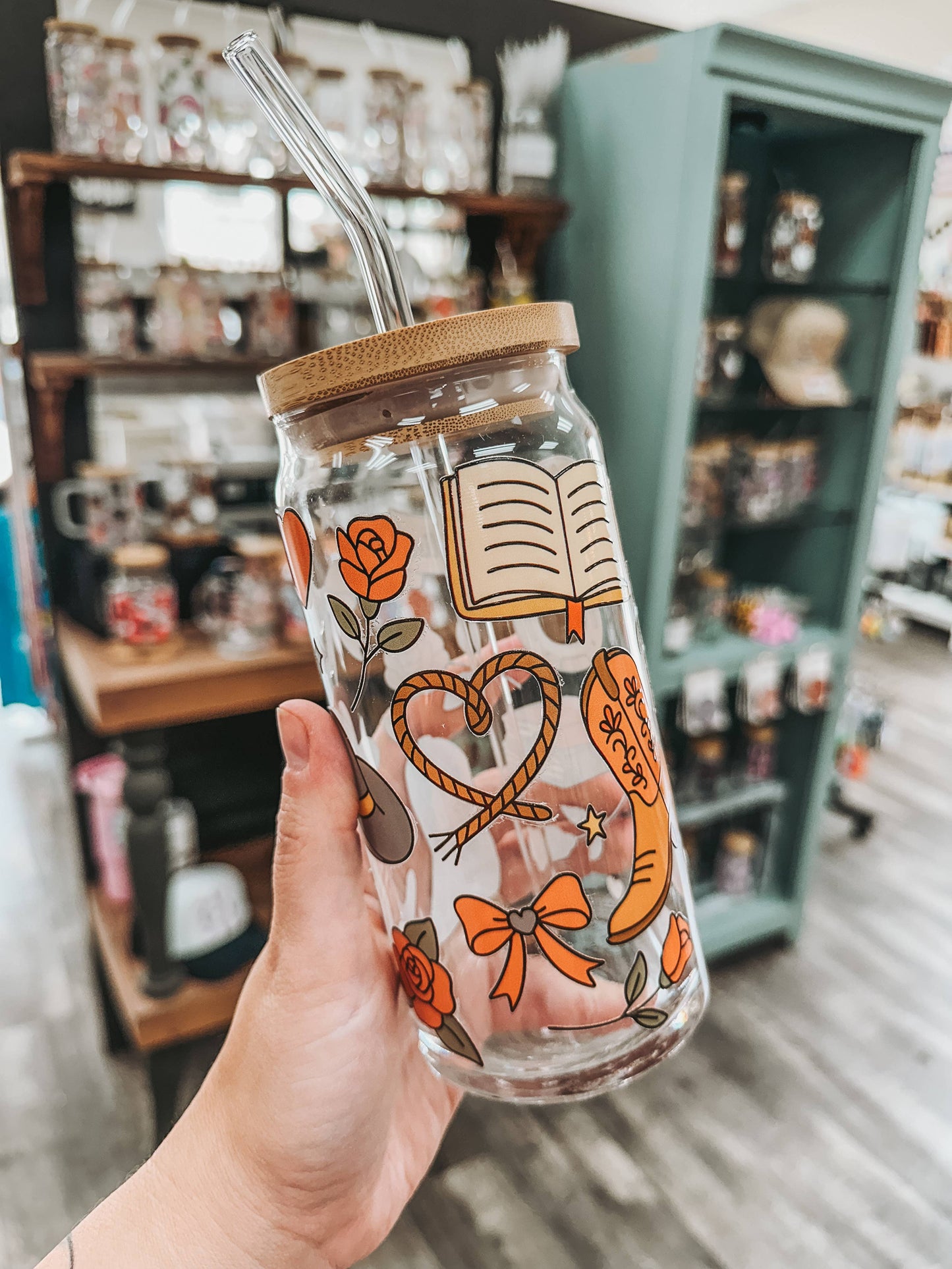 Cowboy Romance Glass Can Cup : 16oz
